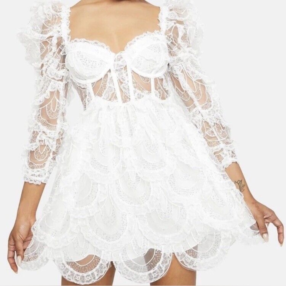 NWT For Love And Lemons White Tayla Dress, Size Small